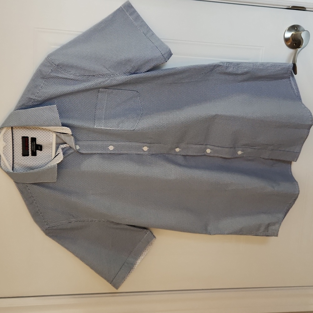 Ike Behar blue and white button-down shirt, size medium - Picture 3 of 8